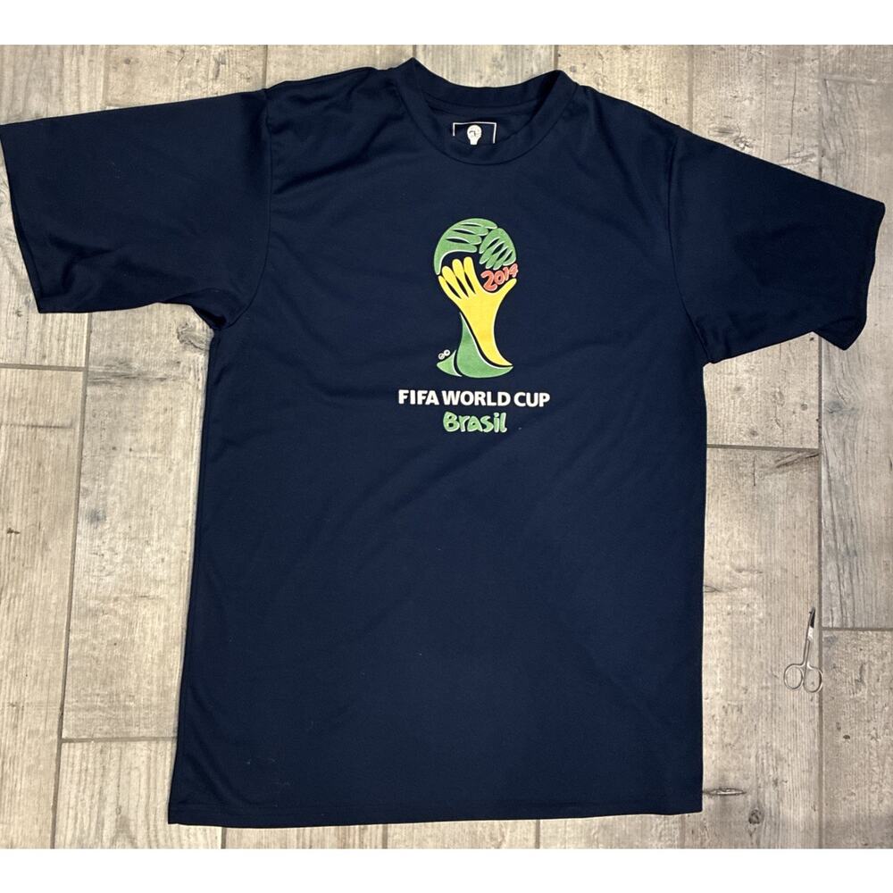 Official FIFA World Cup Brazil 2014 Navy Blue Performance T-Shirt – Men's Medium